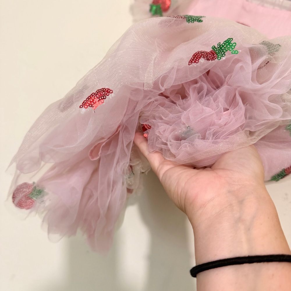 Lola + the Boys Strawberry Sequin Pink Tulle Dress SIZE 4 - Picture 3 of 5